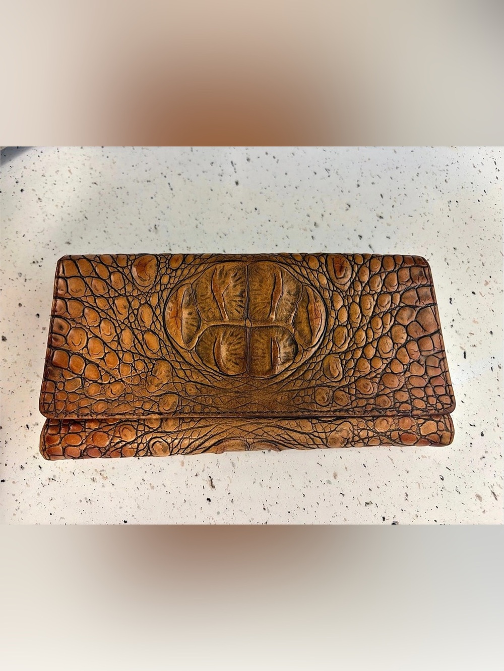 Brahmin Brown Crocodile Embossed Leather Wallet